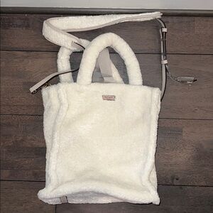 Kate Spade Faux fur cream Crossbody Tote Bag